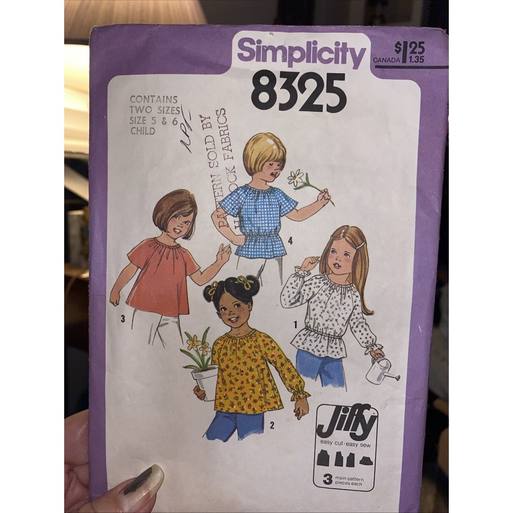 Vintage 1977 Simplicity Girls Blouse Sewing Pattern 8325 Size 5-6 Cut Complete